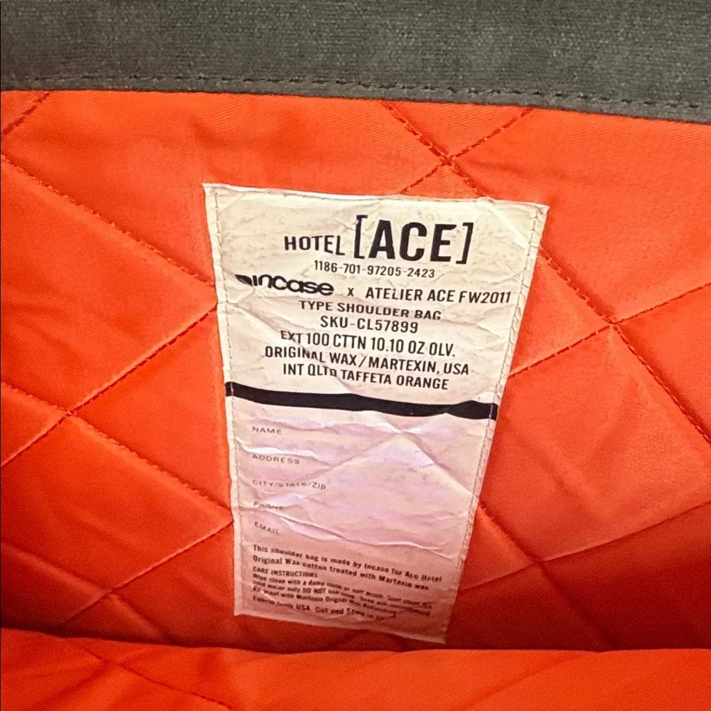 Incase X Ace Hotel Rare Messenger Bag Martexin Wax